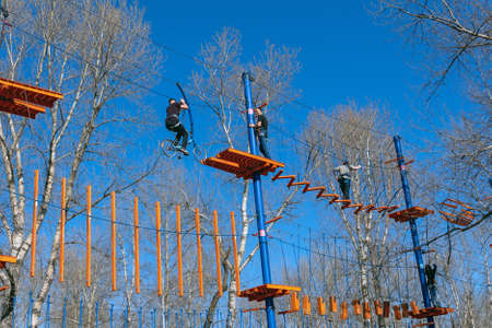 Active rest in the rope, high-altitude parkのeditorial素材