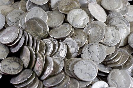 Antique coins are made of silver. Means of payment of past centuriesの写真素材