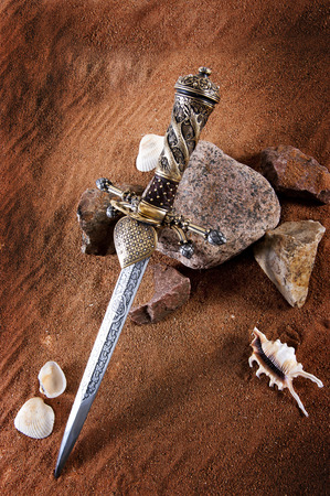 Smart dagger of the medieval soldier. It was used for huntingの写真素材