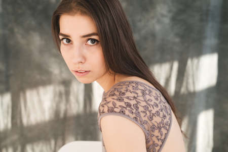 Beautiful ballet dancer close up photo backroundの写真素材