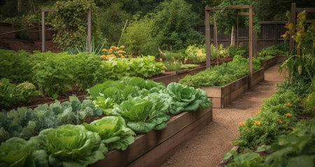 Delight in the Multitude of Plants and Vegetables Flourishing in Harmonious Coexistence. Generative AIの素材