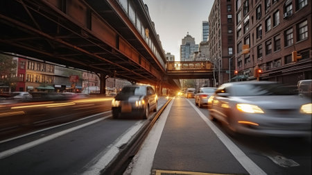 City street with many cars. City background. Generative AIの素材