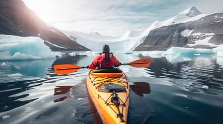 Thrilling Winter Kayaking in Antarctica. Generative AIの素材