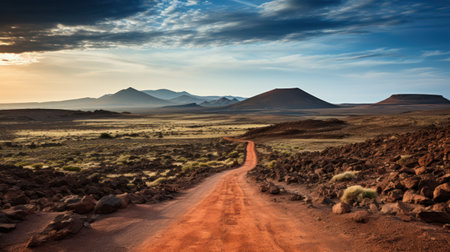 Volcanic Timanfaya National park in Lanzarote. Generative AIの素材