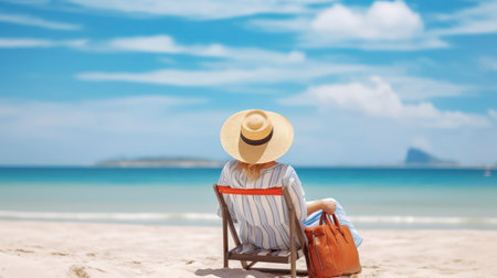 Beachside Bliss. A Traveler's Summer Holiday in Tropical Harmony. Generative AIの素材