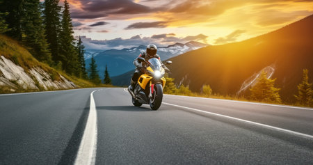 Motorcycle Majesty. Conquering the Highway with Speed and Spirit. Generative AIの素材