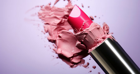 The Artistic Detail of a Crushed Pink Lipstick's Apexの素材