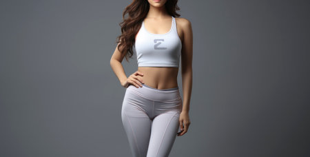 A Young Fitness Woman's Journey to Achieving a Healthy and Shapely Body and Waistの素材