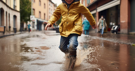 The Happiness of a Rainy Day Spent Jumping and Running Outdoorsの素材