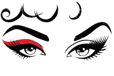 Captivating illustration of stylish eye makeup showcasing bold colors and intricate designs. Perfect for beauty, fashion, or artistic projects.のイラスト素材