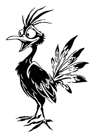 This charming hand-drawn vector illustration features a whimsical cartoon bird with a playful expression. Ideal for fresh and creative designs.のイラスト素材