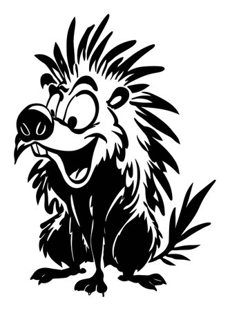 This hand-drawn vector illustration features a cheerful cartoon animal character with a playful expression, perfect for creative projects seeking a fun and whimsical touch.のイラスト素材