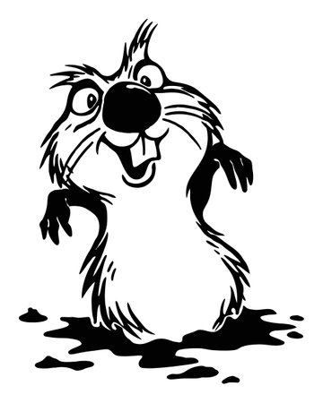 Discover a delightful hand-drawn vector illustration of a cheerful cartoon rodent, perfect for adding a playful touch to any project or design.のイラスト素材
