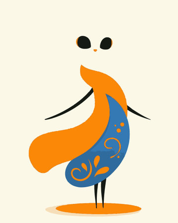 Discover a vibrant and playful cartoon character illustration featuring a stylish figure in a colorful dress. Perfect for creative designs and art projects.のイラスト素材