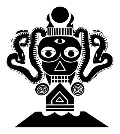 Discover an abstract illustration featuring a unique design in black and white, capturing creativity through organic shapes and symmetrical patterns. Ideal for artistic projects.のイラスト素材