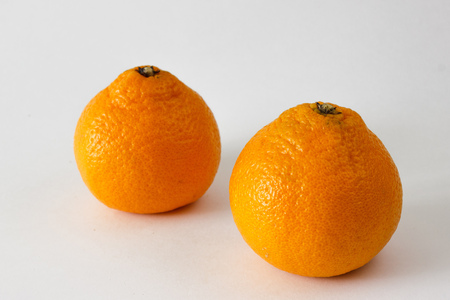 Two mandarins on the floorの写真素材