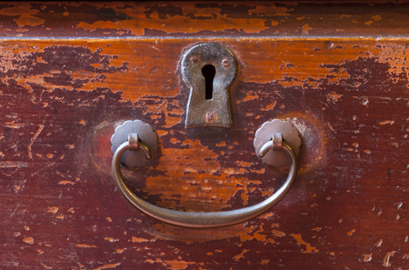 Old wooden chest with closed litの写真素材