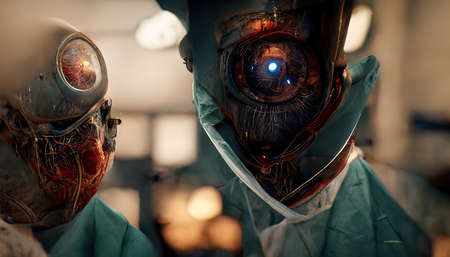 3D rendering of a Handsome doctor standing in the hospital with a white suit in working timeの写真素材