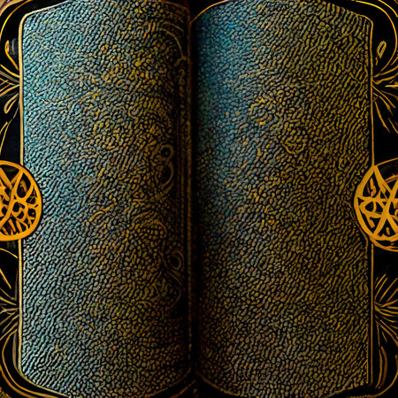 3D rendering of a Gold Ancient book of eye Illuminati with vintage style in the library