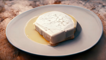 3D rendering of a White cream on the white plate for the bread inside the kitchenの写真素材