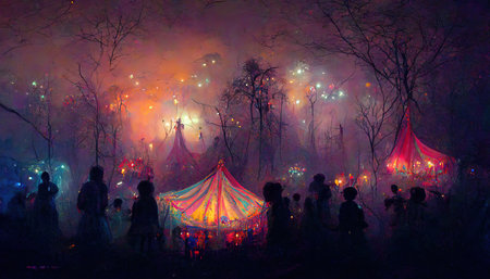 3D rendering of a Carnival arena with the circus tent for the performing show at the festivalの写真素材