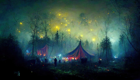 3D rendering of a Carnival arena with the circus tent for the performing show at the festivalの写真素材