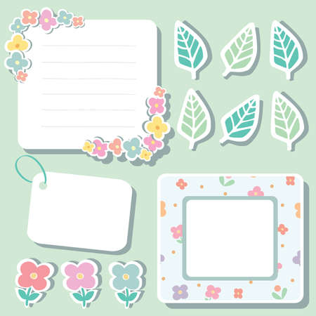 Set of cute flower elements for scrapbook のイラスト素材