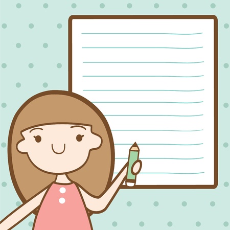 Girl with blank paper for your text のイラスト素材