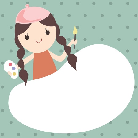 Artist painter cartoon with an empty space のイラスト素材