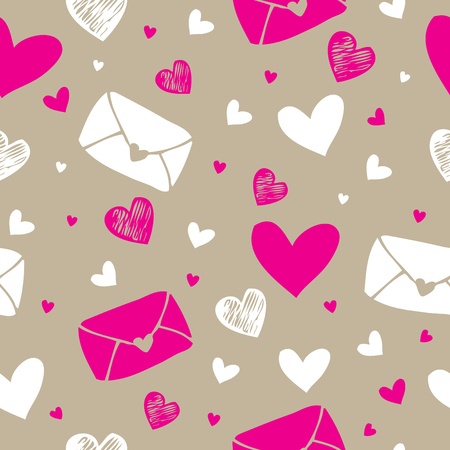 Love letter and hearts  seamless pattern background のイラスト素材