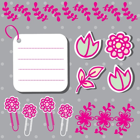 Set of cute flower elements for scrapbook のイラスト素材