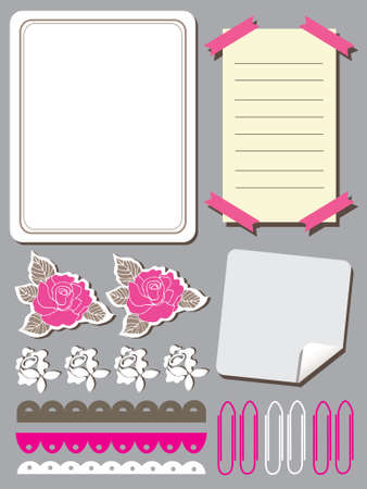 Set of cute flower elements for scrapbook のイラスト素材