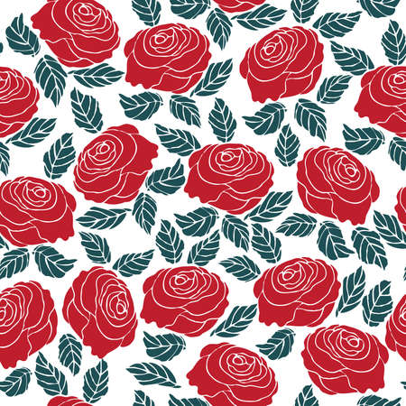 Seamless pattern of red rose flower のイラスト素材