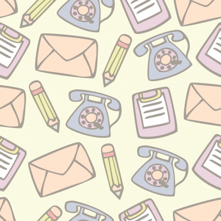 Seamless pattern of tools and Objects for office supply , Cartoon vector illustrationのイラスト素材