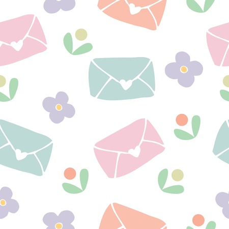 Seamless pattern background of love letter and flowerのイラスト素材