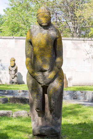 stone statue of a scythian warriorの写真素材