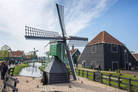 KEUKENHOF, THE NETHERLANDS - 4 May 2017: Tourists visiting one of the windmillsのeditorial素材