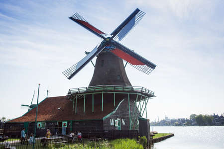 KEUKENHOF, THE NETHERLANDS - 4 May 2017: Tourists visiting one of the windmillsのeditorial素材