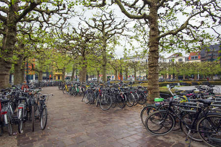 GHENT, BELGIUM APRIL 04, 2017: Bicycles in the parkingのeditorial素材
