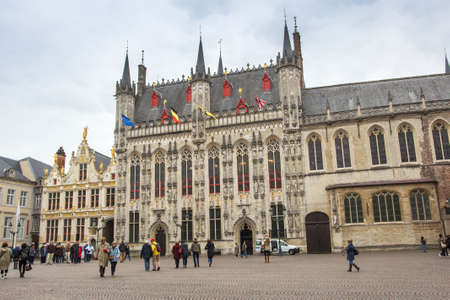 BRUGGE, BELGIUM - JULY 4, 2017: Bruges Brugge cityscape, Flanders, Belgium.のeditorial素材
