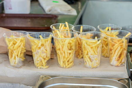 plastic cup of french fries