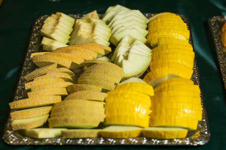 Fresh yellow melon fruit sliced