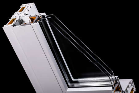 Plastic window profile with triple glazingの写真素材