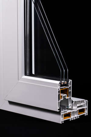 Plastic window profile with triple glazingの写真素材