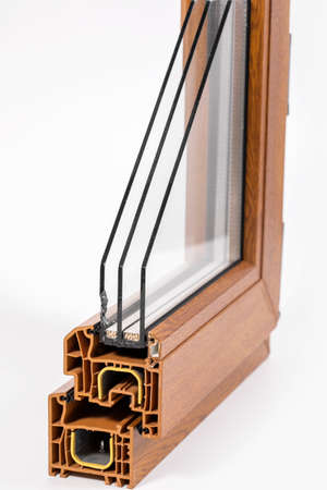 Plastic window profile with triple glazingの写真素材