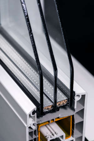 Plastic window profile with triple glazingの写真素材