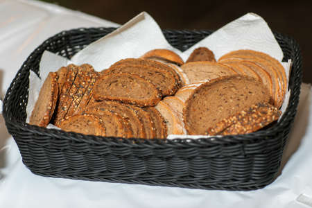 Sliced homemade bread on the plateの写真素材