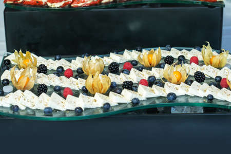 Cottage cheese and fresh berriesの写真素材