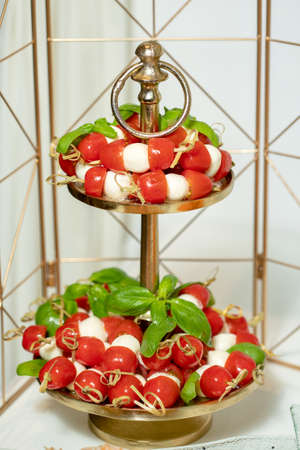 classic caprese salad close upの写真素材