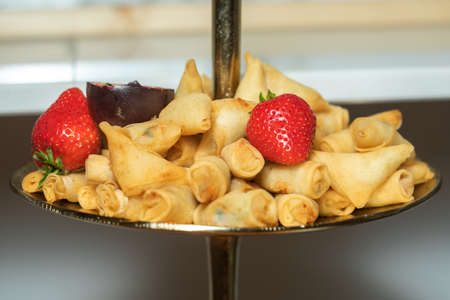 Homemade dough with fruit. Sweet tasty dessert.